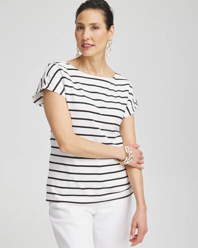 Stripe Modern Cap Sleeve Tee - image 2